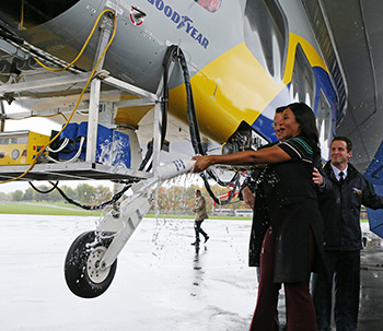Savannah Christening Wingfoot Two with Champagne